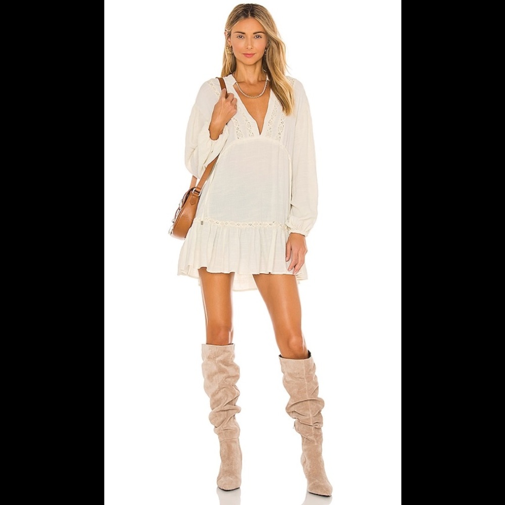 Free People Rugged Beauty Swing Dress in Ecru Wash
